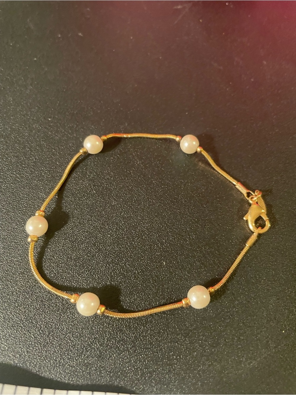 Gold Tonec Pearl Beaded Bracelet - Elegant Women's Jewelry
